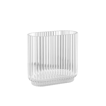Close-up of the Georg Jensen Bernadotte Oval Vase showcasing its sculptural fluted glass design.