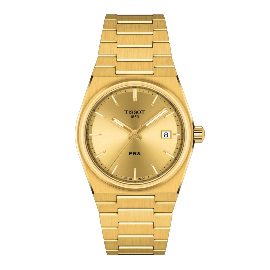 Tissot PRX 35mm T1372103302100 with champagne dial and gold PVD bracelet
