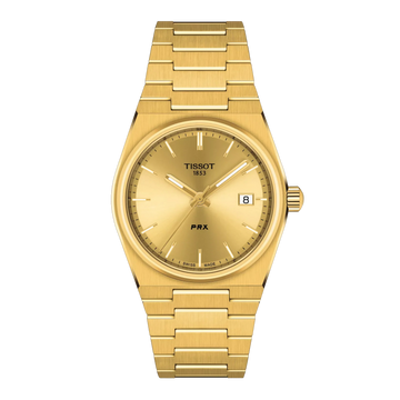 Tissot PRX 35mm T1372103302100 with champagne dial and gold PVD bracelet