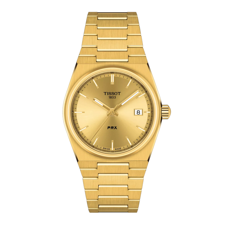 Tissot PRX 35mm T1372103302100 with champagne dial and gold PVD bracelet