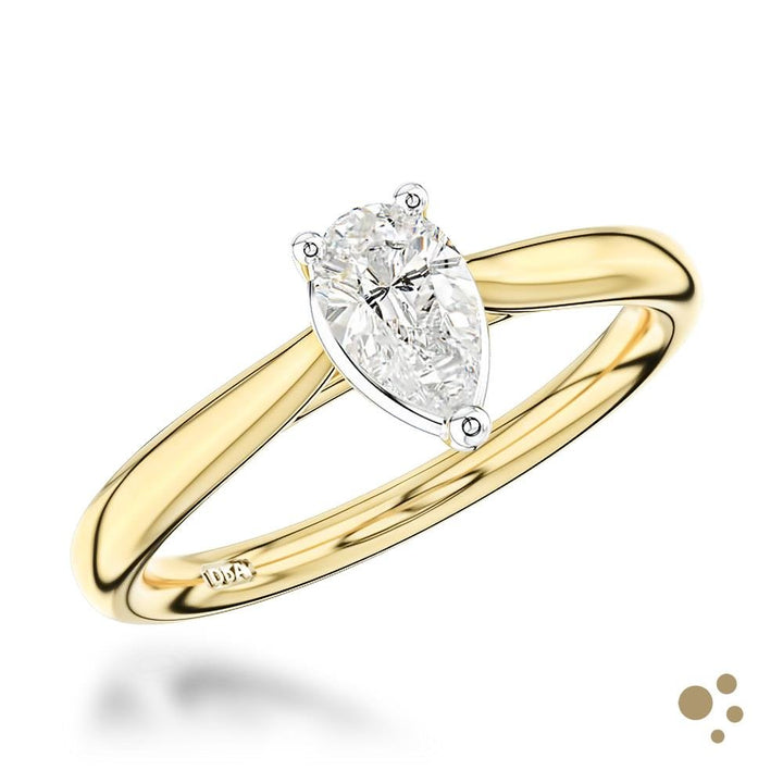 Classic Pear Solitaire 0.41ct Diamond Yellow Gold/Platinum Ring - Deacon & Son