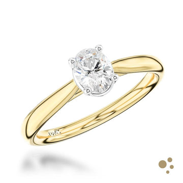 Classic Oval Solitaire 0.30ct Diamond Yellow Gold/Platinum Ring - Deacon & Son