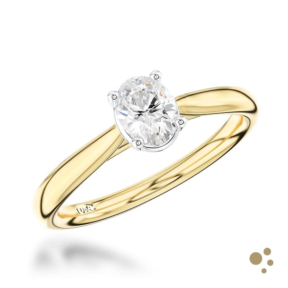 Classic Oval Solitaire 0.40ct Diamond Yellow Gold/Platinum Ring - Deacon & Son