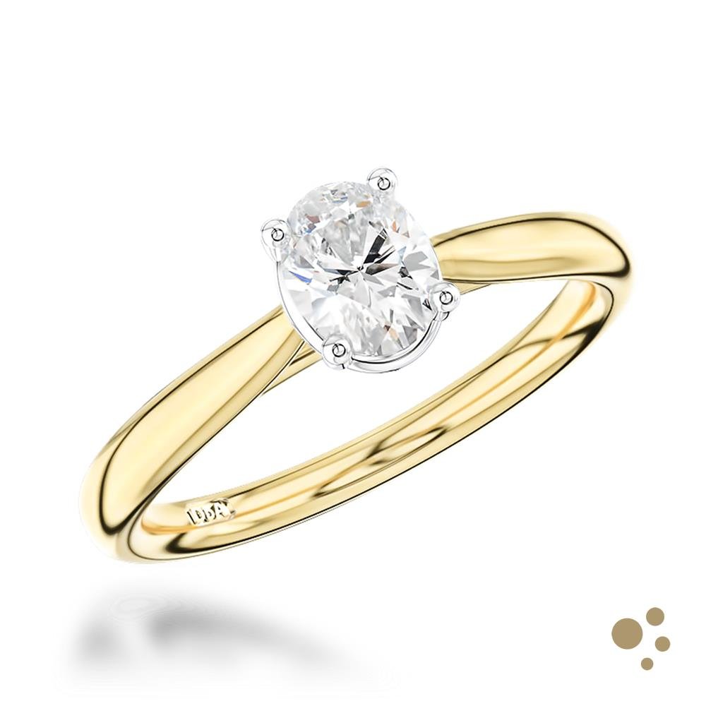 Classic Oval Solitaire 0.50ct Diamond Yellow Gold/Platinum Ring - Deacon & Son