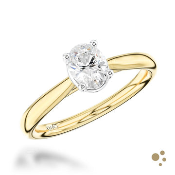 Classic Oval Solitaire 0.81ct Diamond Yellow Gold/Platinum Ring