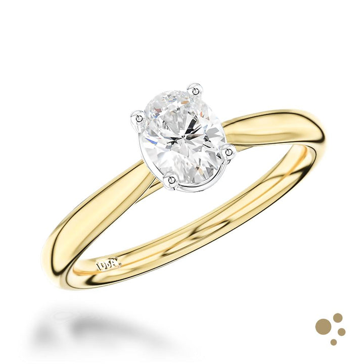 Classic Oval Solitaire 0.81ct Diamond Yellow Gold/Platinum Ring