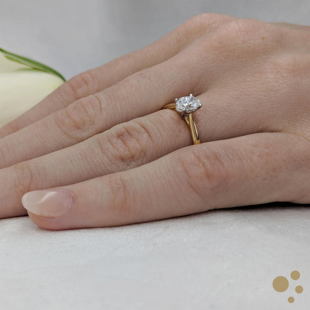 Classic Oval Solitaire 0.42ct Diamond Yellow Gold/Platinum Ring - Deacon & Son