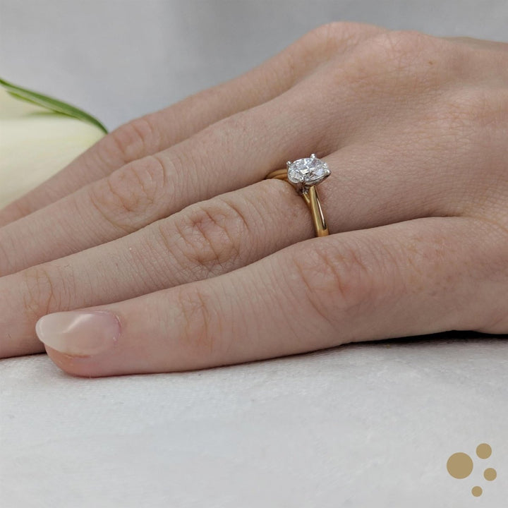 Classic Oval Solitaire 0.42ct Diamond Yellow Gold/Platinum Ring - Deacon & Son