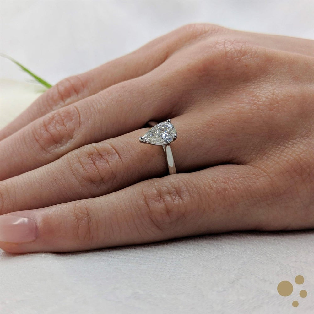 Classic Pear Solitaire 0.70ct Diamond Platinum Ring - Deacon & Son