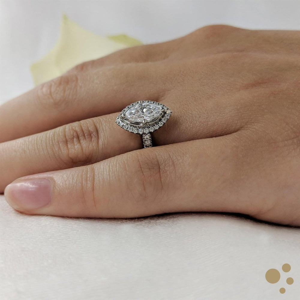 Skye Marquise Halo 0.50ct Diamond Platinum Ring - Deacon & Son