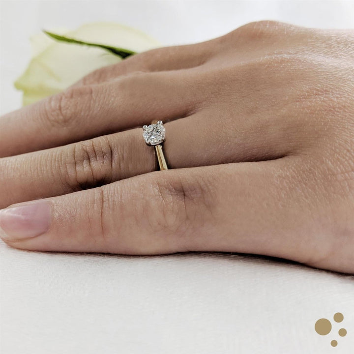 Petite Open Tulip Solitaire 0.20ct Diamond Yellow Gold/Platinum Ring - Deacon & Son