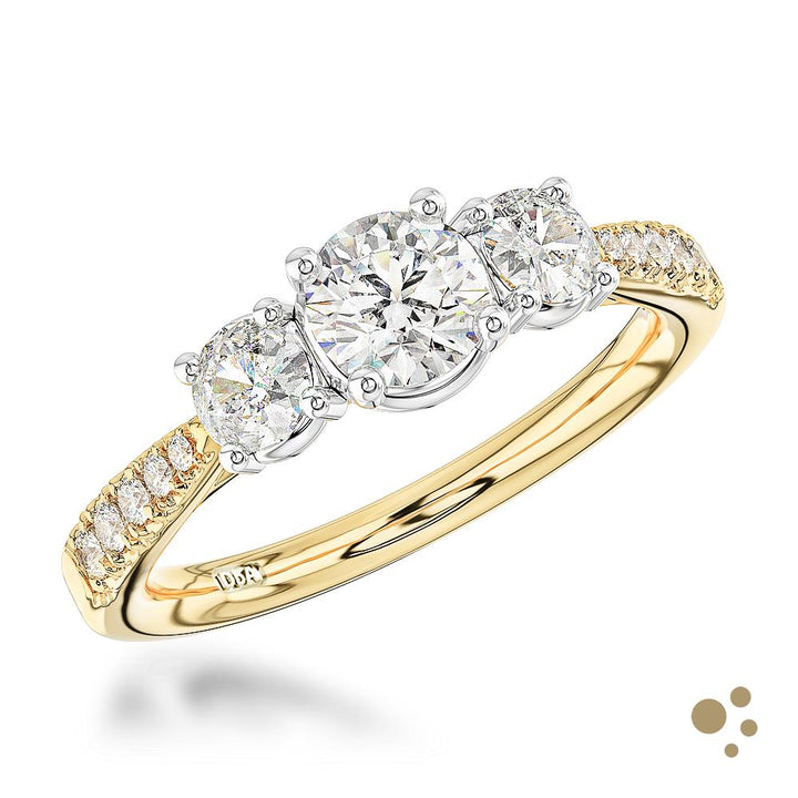 Skye Classic Three Stone 0.40ct Diamond Yellow Gold/Platinum Ring