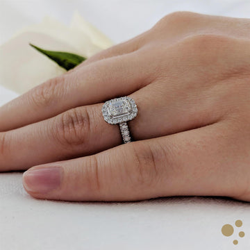 Skye Emerald Halo 0.50ct Diamond Platinum Ring