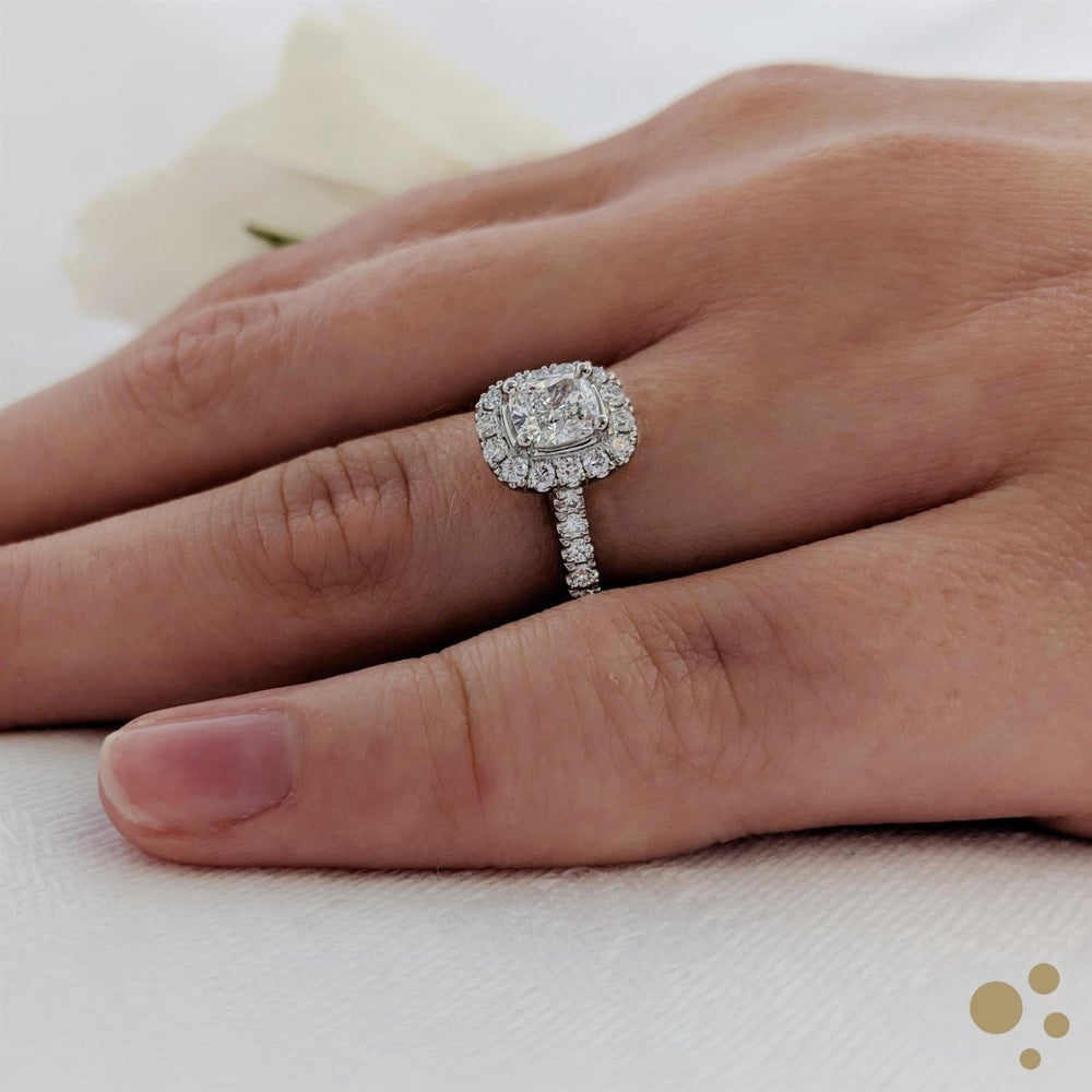 Skye Cushion Halo 0.52ct Diamond Platinum Ring - Deacon & Son