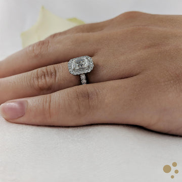 Skye Emerald Halo 0.70ct Diamond Platinum Ring - Deacon & Son