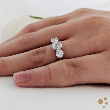 Trilogy Classic Three Stone 0.60ct Diamond Yellow Gold/Platinum Ring - Deacon & Son