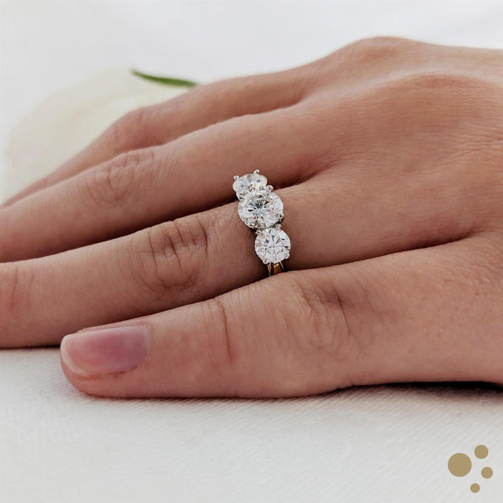 Trilogy Classic Three Stone 0.60ct Diamond Yellow Gold/Platinum Ring - Deacon & Son