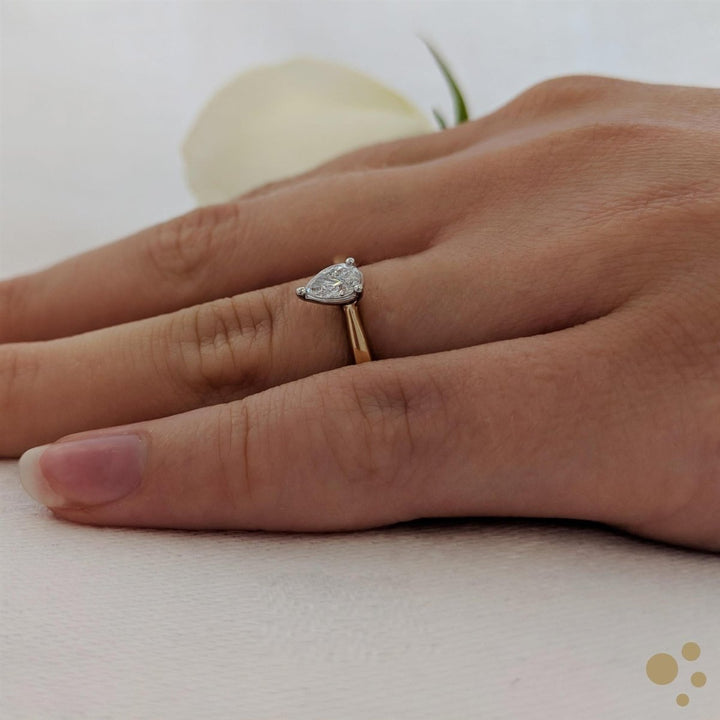 Classic Pear Solitaire 0.41ct Diamond Yellow Gold/Platinum Ring - Deacon & Son