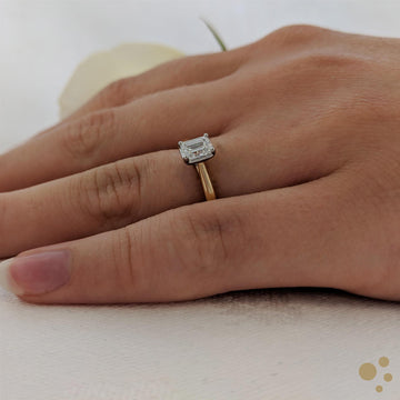 Classic Emerald Solitaire 0.50ct Diamond Yellow Gold/Platinum Ring