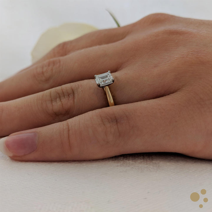 Classic Emerald Solitaire 0.50ct Diamond Yellow Gold/Platinum Ring