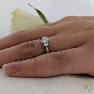 Royal Oval Three Stone 0.40ct Diamond Platinum Ring