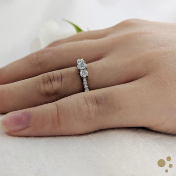 Petite Skye Classic Three Stone 0.20ct Diamond Platinum Ring - Deacon & Son