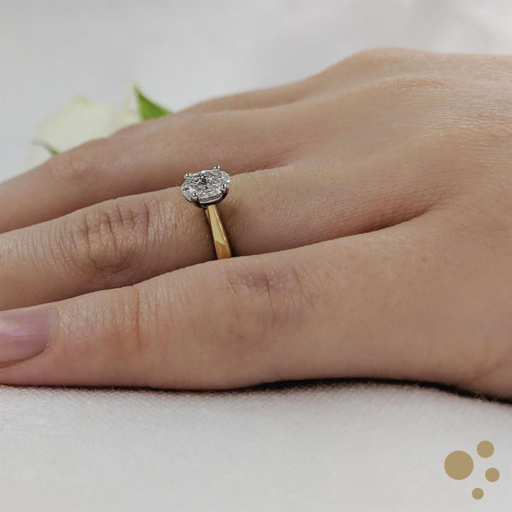 Classic Oval Solitaire 0.30ct Diamond Yellow Gold/Platinum Ring - Deacon & Son