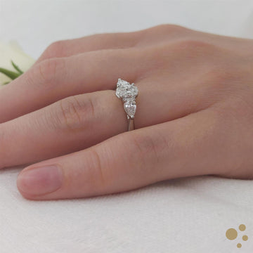 Florentine Oval Three Stone 0.50ct Diamond Platinum Ring