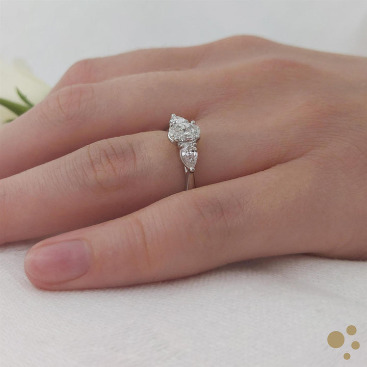 Florentine Oval Three Stone 0.50ct Diamond Platinum Ring