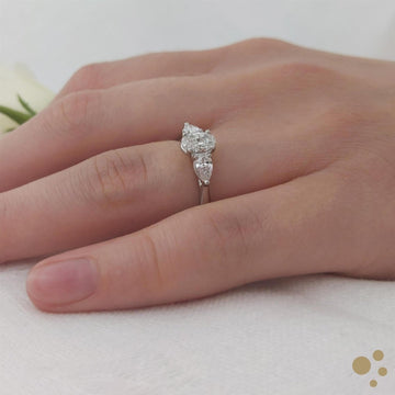 Florentine Oval Three Stone 0.52ct Diamond Platinum Ring - Deacon & Son