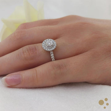Skye Duo Round Halo 0.30ct Diamond Platinum Ring