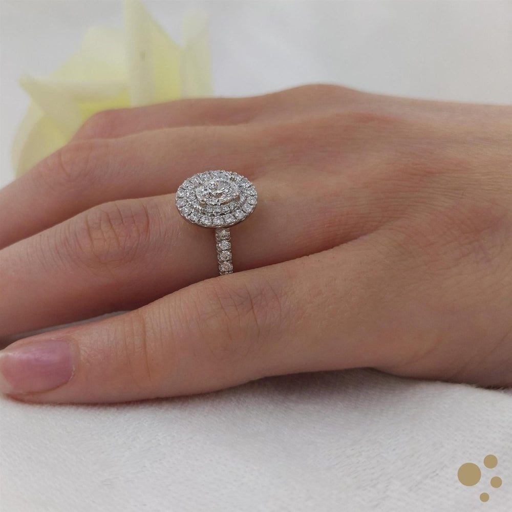 Skye Duo Oval Halo 0.50ct Diamond Platinum Ring - Deacon & Son