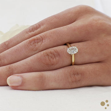 Classic Oval Solitaire 1.01ct Diamond Yellow Gold/Platinum Ring - Deacon & Son