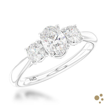 Royal Oval Three Stone 0.40ct Diamond Platinum Ring