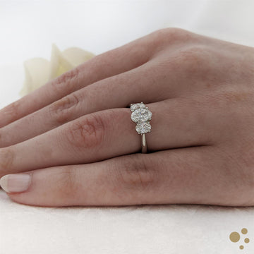 Florentina Oval Three Stone 0.50ct Diamond Platinum Ring