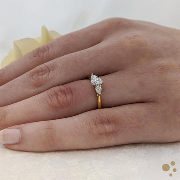 Florentine Oval Three Stone 0.32ct Diamond Yellow Gold/Platinum Ring