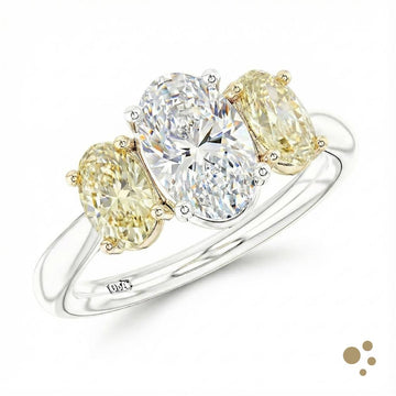 Florentina Iconic Oval Three Stone 0.80ct Diamond Platinum/Yellow Ring - Deacon & Son