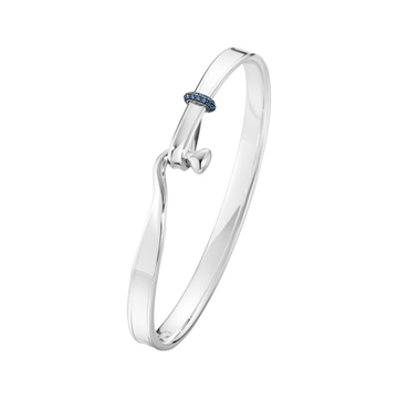 Georg Jensen Torun sterling silver bangle with blue sapphire detail