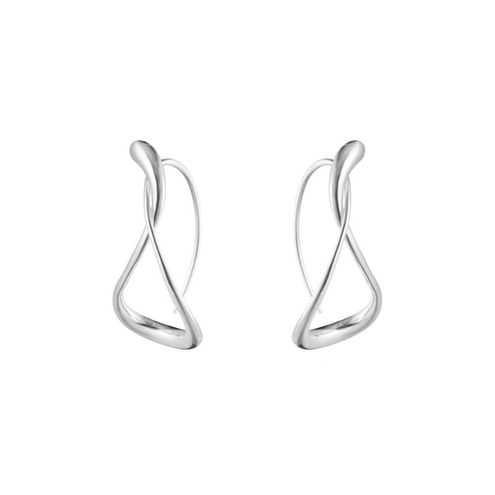 Georg Jensen Mercy large sterling silver hoop earrings with a sculptural twisted shape
