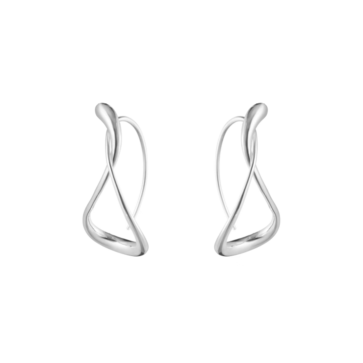 Georg Jensen Mercy large sterling silver hoop earrings with a sculptural twisted shape