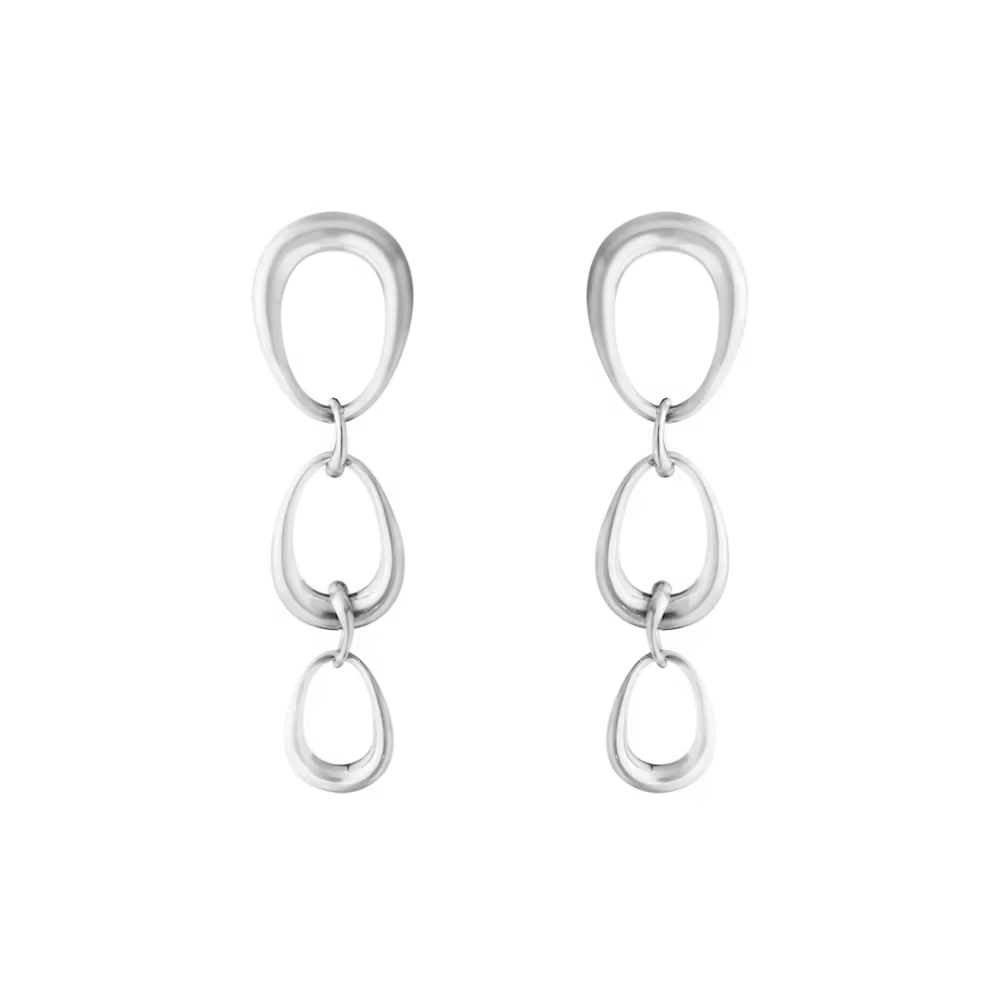 Georg Jensen Offspring sterling silver drop earrings with three interlocking loops
