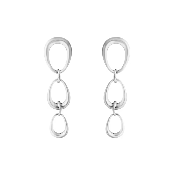 Georg Jensen Offspring sterling silver drop earrings with three interlocking loops