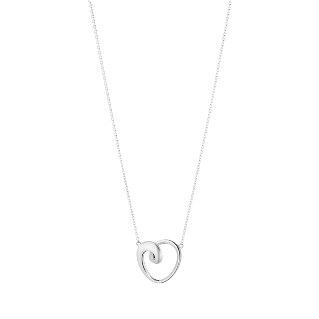 Georg Jensen Heart 2026 silver pendant with a twisted heart motif on a delicate chain