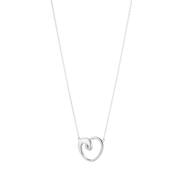 Georg Jensen Heart 2026 silver pendant with a twisted heart motif on a delicate chain