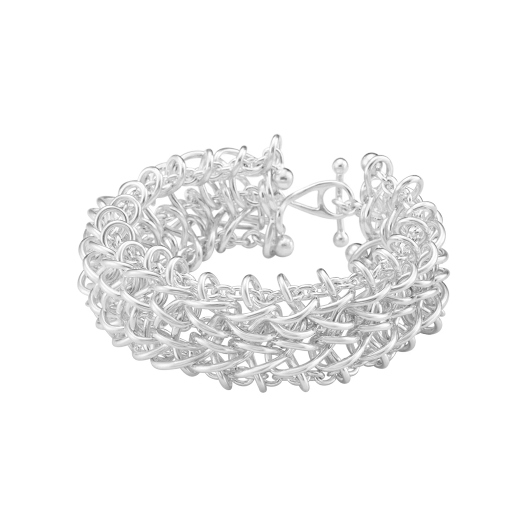 Georg Jensen Weft Triple Link Bracelet in sterling silver with handcrafted interlocking links.