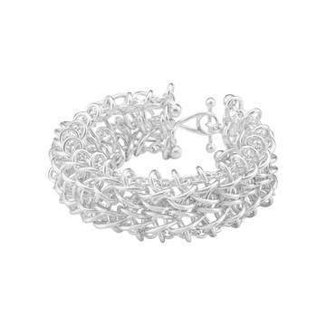 Georg Jensen Weft Triple Link Bracelet in sterling silver with handcrafted interlocking links.