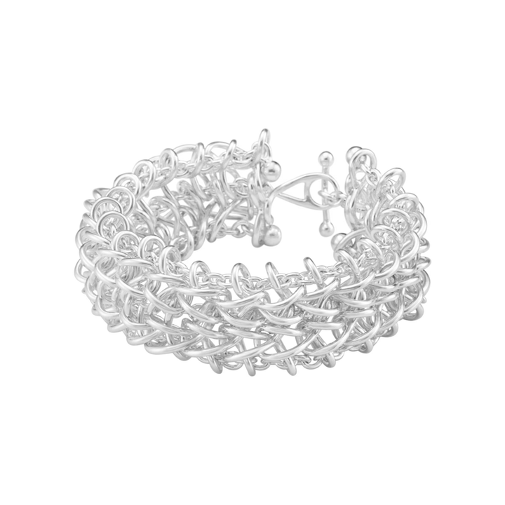 Georg Jensen Weft Triple Link Bracelet in sterling silver with handcrafted interlocking links.