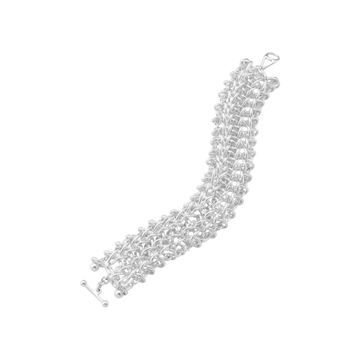 Luxury Georg Jensen Weft Triple Link sterling silver bracelet featuring sculptural woven-inspired design.