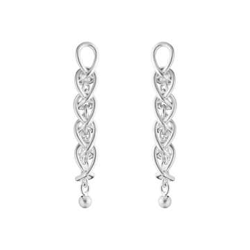 Georg Jensen Weft Earrings in sterling silver with hand-linked five-drop design.