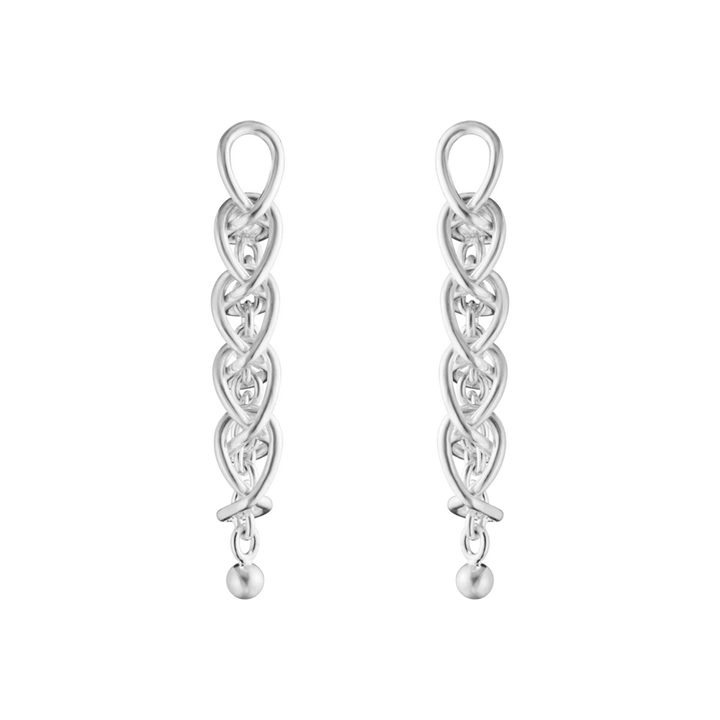 Georg Jensen Weft Earrings in sterling silver with hand-linked five-drop design.